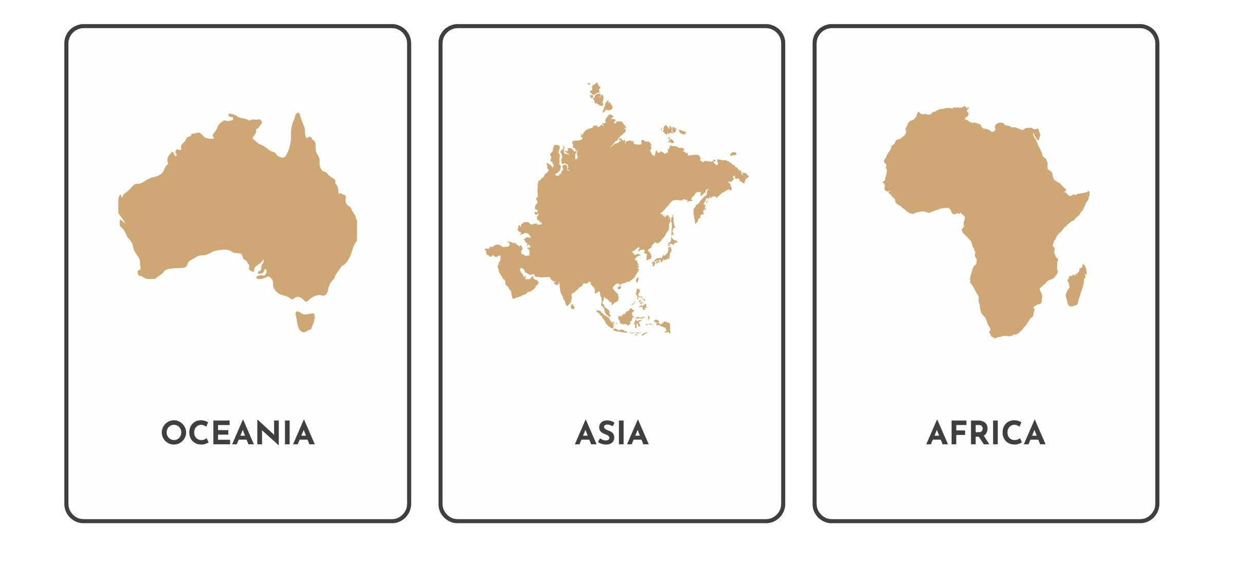 Oceania, Asia & Africa